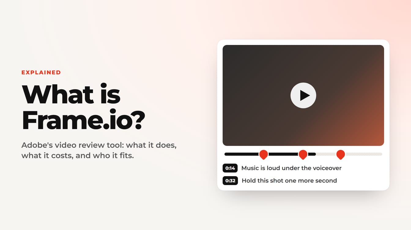 What is Frame.io? Adobe's video review tool, with a video player and two timestamped client notes